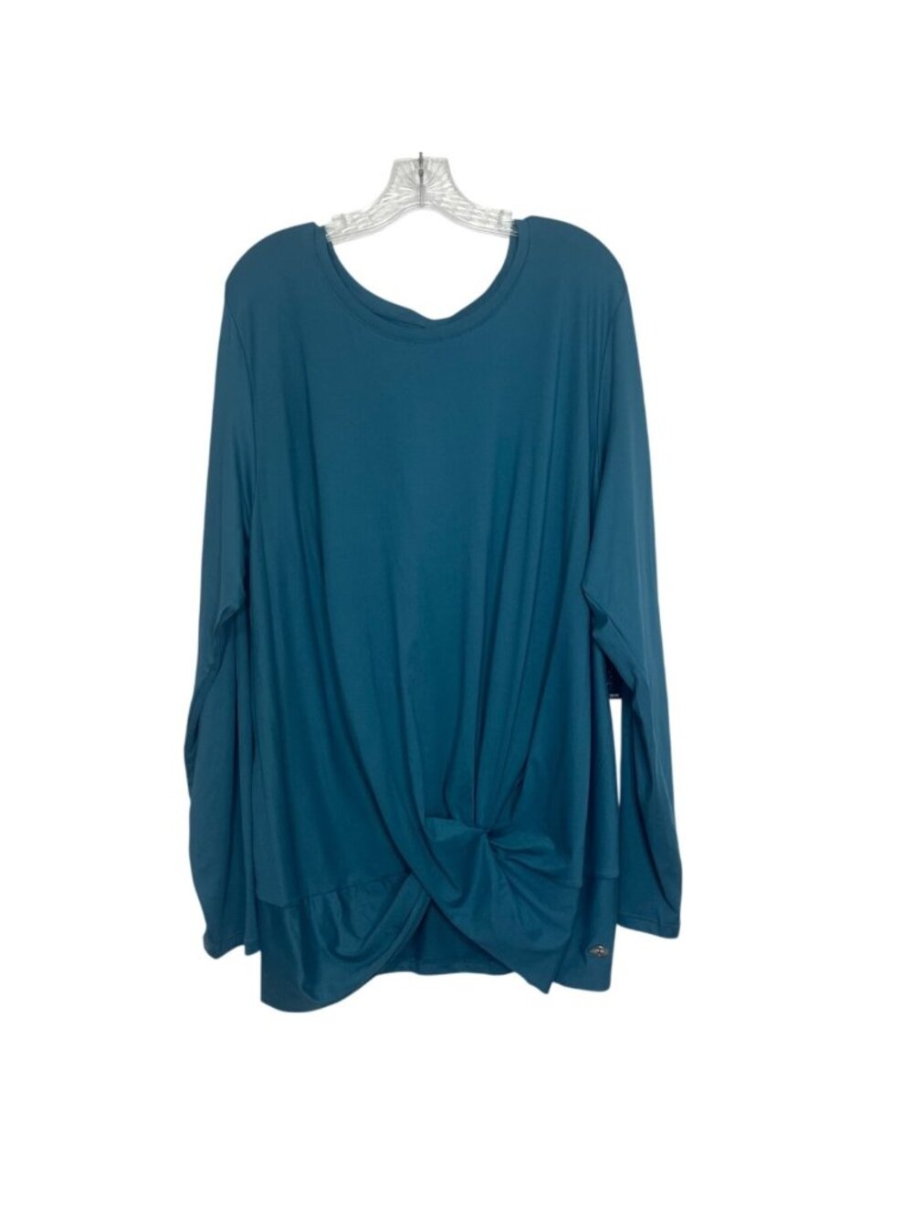 Tahari Sport Activewear Shirt Tee Long Sleeve Teal 3X New Front Knot